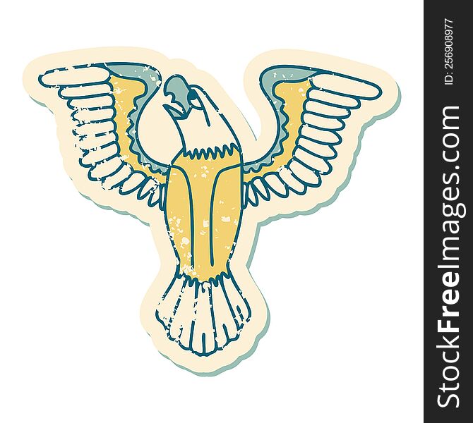 distressed sticker tattoo style icon of an american eagle