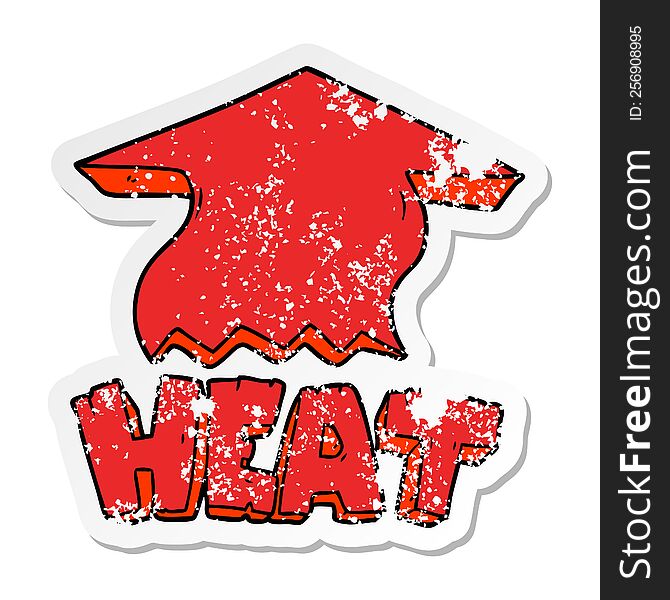 Distressed Sticker Of A Cartoon Heat Symbol