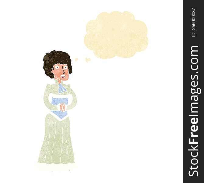 Cartoon Shocked Victorian Woman With Thought Bubble