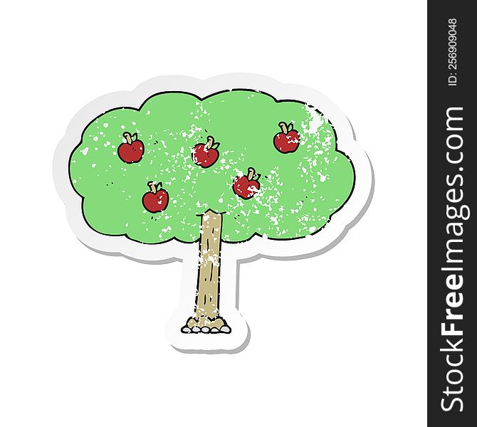retro distressed sticker of a cartoon apple tree