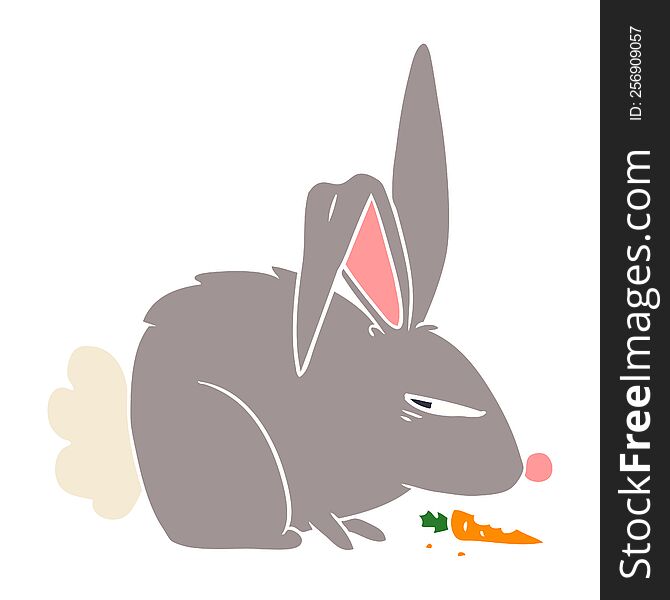 Flat Color Style Cartoon Annoyed Rabbit