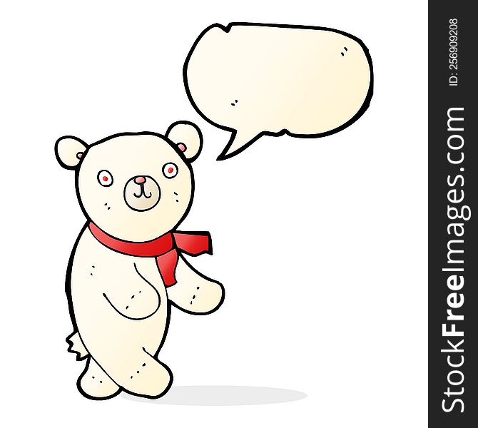 Cute Cartoon Polar Teddy Bear With Speech Bubble
