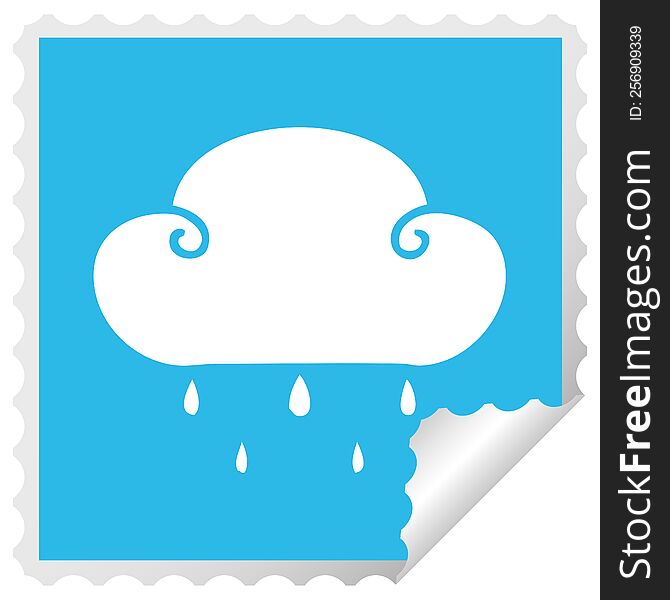Quirky Square Peeling Sticker Cartoon Rain Cloud