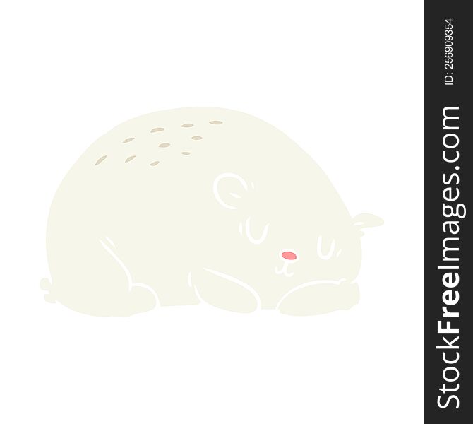 Flat Color Style Cartoon Sleepy Polar Bear