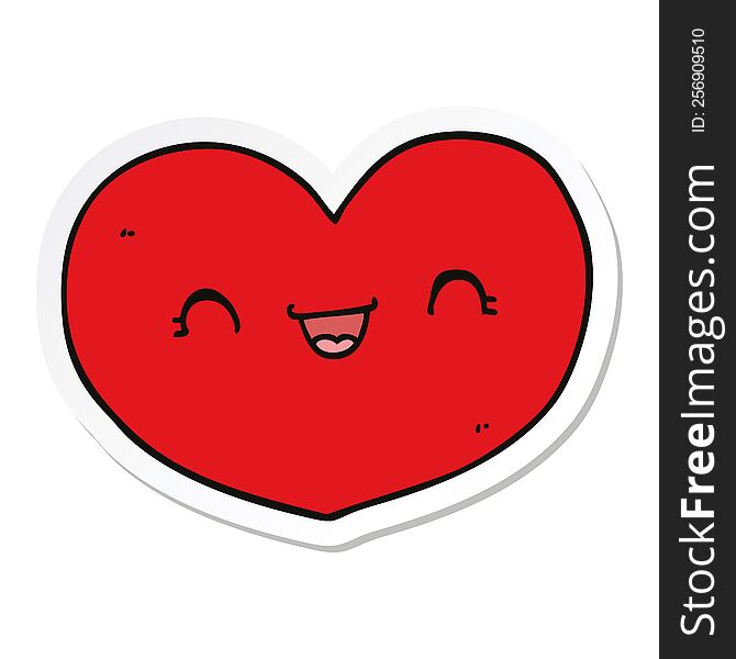 Sticker Of A Cartoon Love Heart