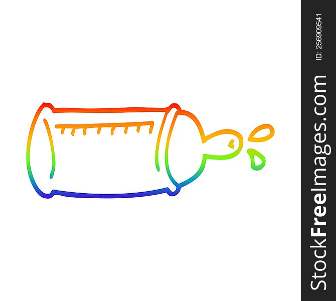 rainbow gradient line drawing cartoon baby bottle