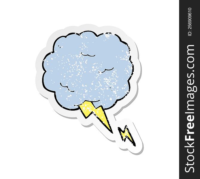 Retro Distressed Sticker Of A Cartoon Thundercloud Symbol