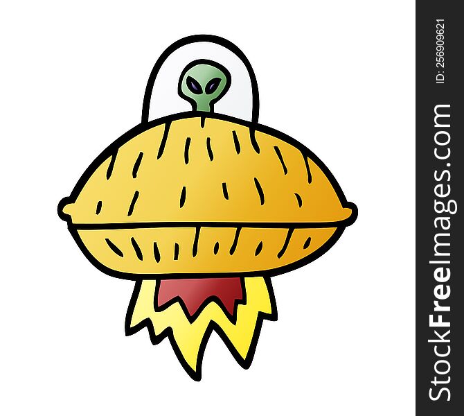 Cartoon Doodle Alien Spaceship