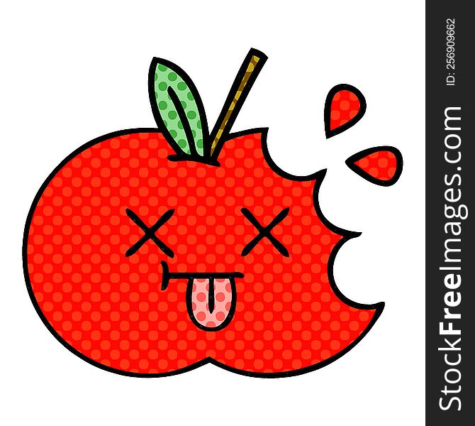 comic book style cartoon of a red apple