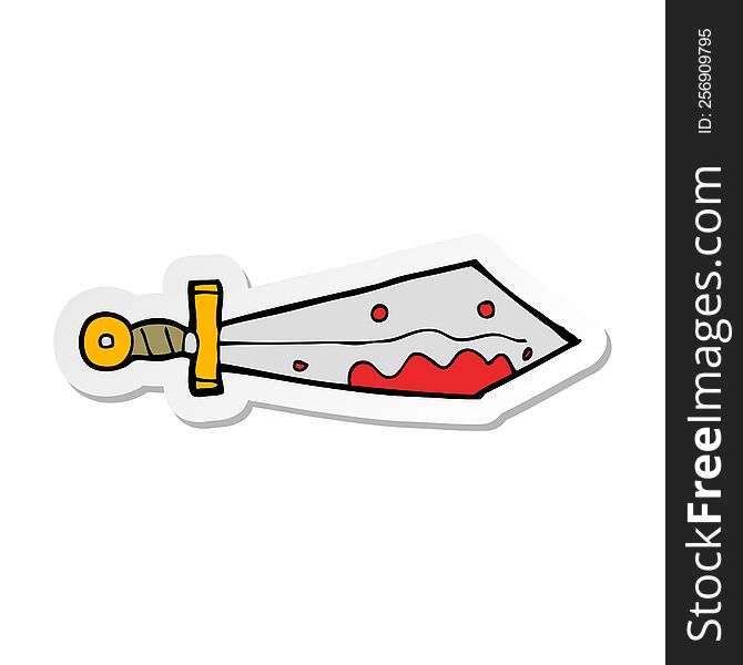 sticker of a cartoon bloody sword