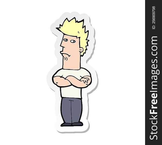 sticker of a cartoon man sulking