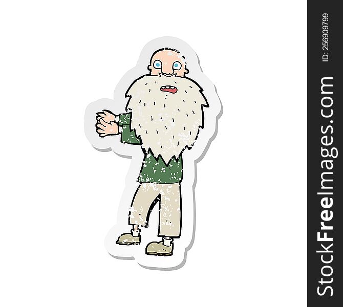 Retro Distressed Sticker Of A Cartoon Bearded Old Man