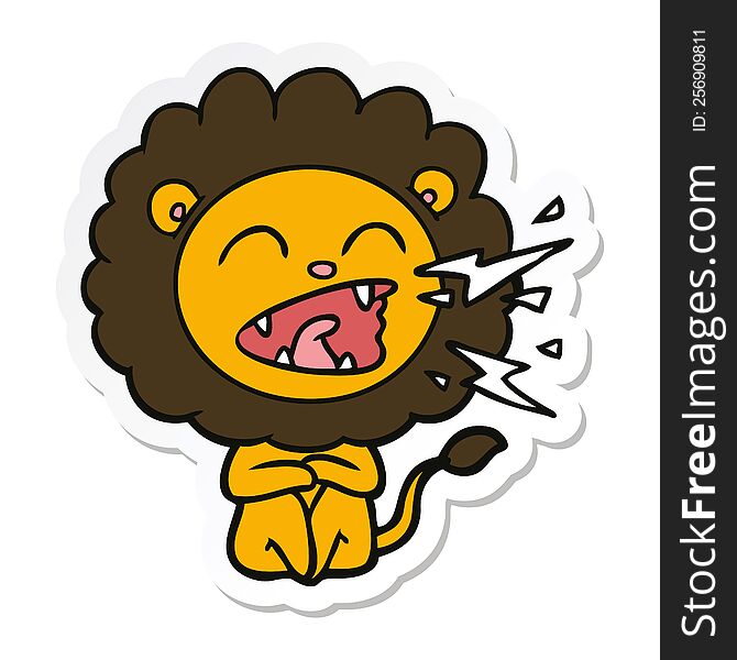 Sticker Of A Cartoon Roaring Lion