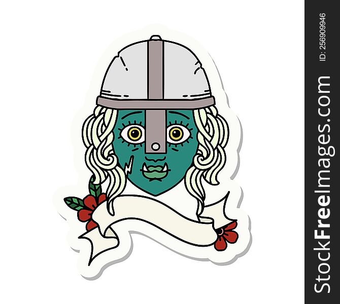 sticker of a orc fighter character face. sticker of a orc fighter character face