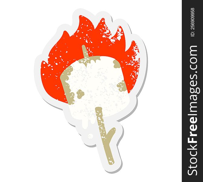 burning marshmallow on stick grunge sticker