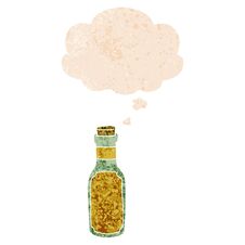 Cartoon Potion Bottle And Thought Bubble In Retro Textured Style Royalty Free Stock Photos
