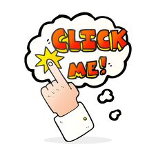 Click Me Thought Bubble Cartoon Sign Royalty Free Stock Photos