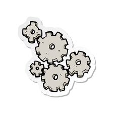 Sticker Of A Cartoon Cogs And Gears Royalty Free Stock Photos
