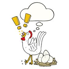 Cartoon Chicken Laying Egg And Thought Bubble Stock Images Cartoon Chicken Laying Egg And Thought Bubble Stock Images