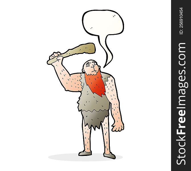 cartoon neanderthal with speech bubble