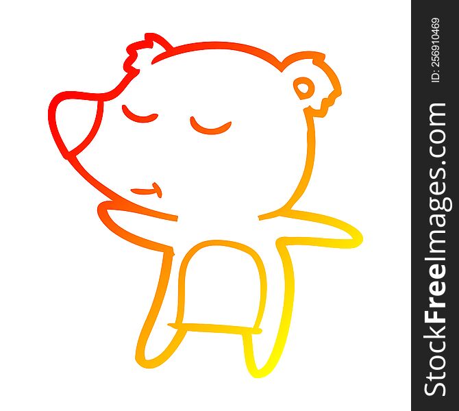 Warm Gradient Line Drawing Happy Cartoon Bear