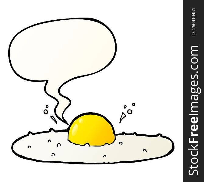 Cartoon Fried Egg And Speech Bubble In Smooth Gradient Style