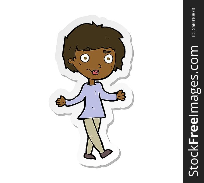 Sticker Of A Cartoon Confused Woman