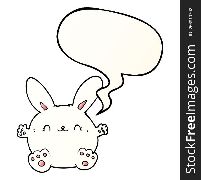 Cute Cartoon Rabbit And Speech Bubble In Smooth Gradient Style