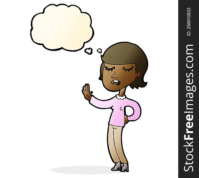 Cartoon Woman Ignoring With Thought Bubble