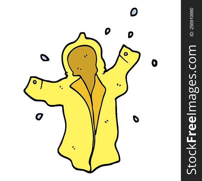 Hand Drawn Doodle Style Cartoon Wet Rain Coat