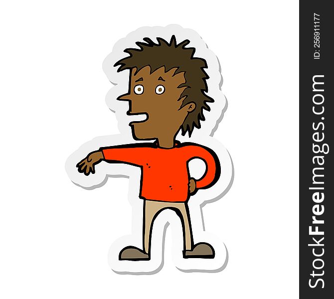 sticker of a cartoon man making dismissive gesture