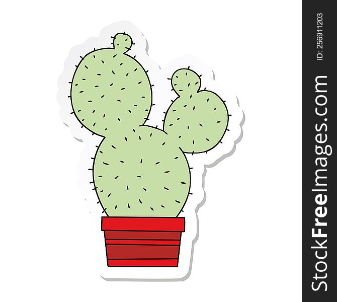 sticker of a quirky hand drawn cartoon cactus