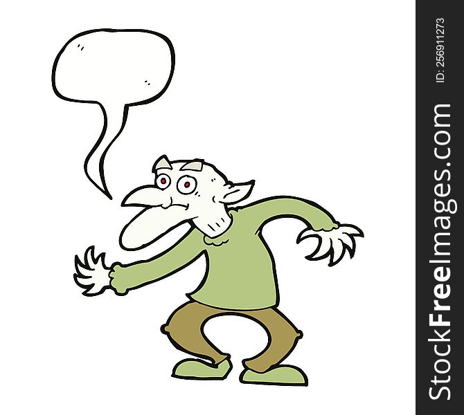 Cartoon Goblin With Speech Bubble