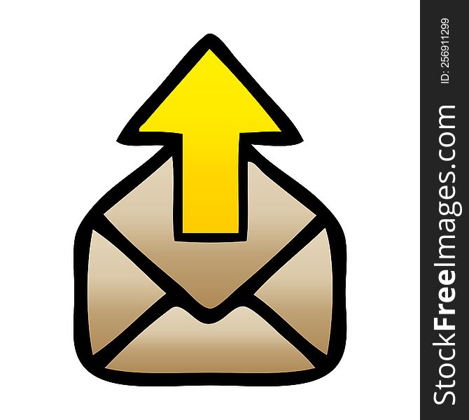 gradient shaded cartoon of a envelope with arrow