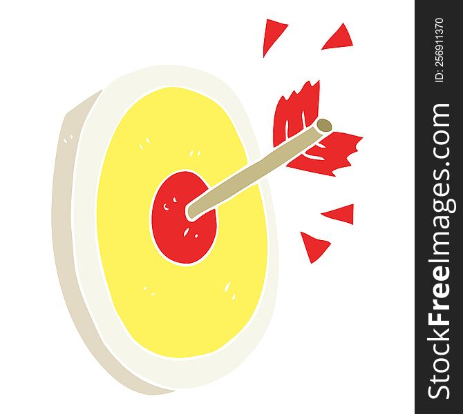 flat color illustration of arrow hitting target. flat color illustration of arrow hitting target