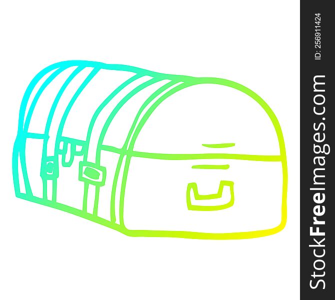 cold gradient line drawing of a cartoon travel chest