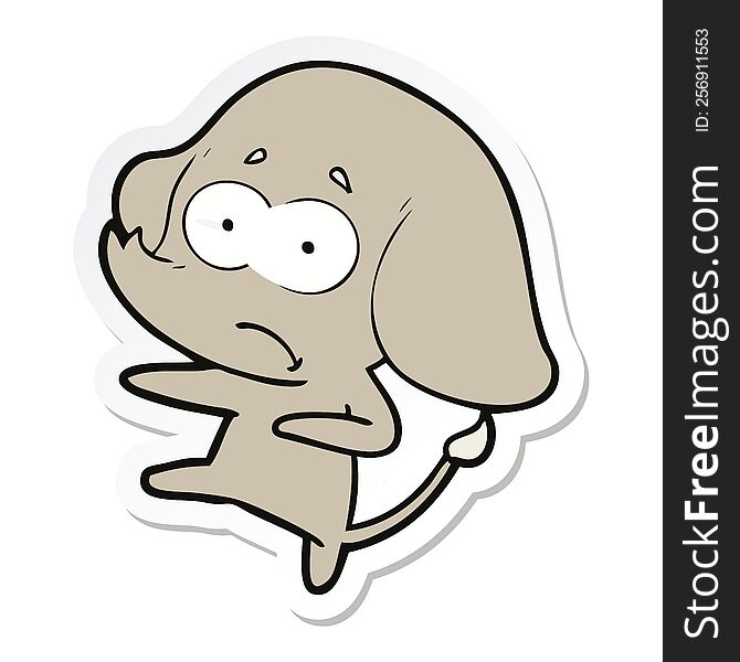 Sticker Of A Cartoon Unsure Elephant