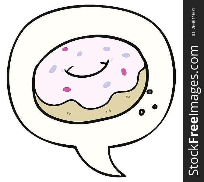 cartoon donut with sprinkles with speech bubble. cartoon donut with sprinkles with speech bubble