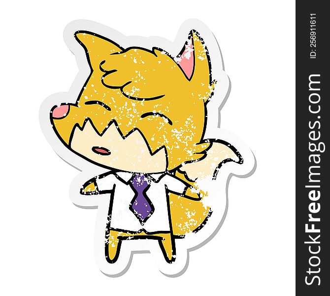 Distressed Sticker Of A Cartoon Fox