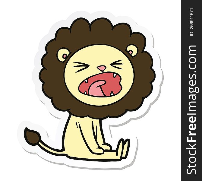 Sticker Of A Cartoon Angry Lion