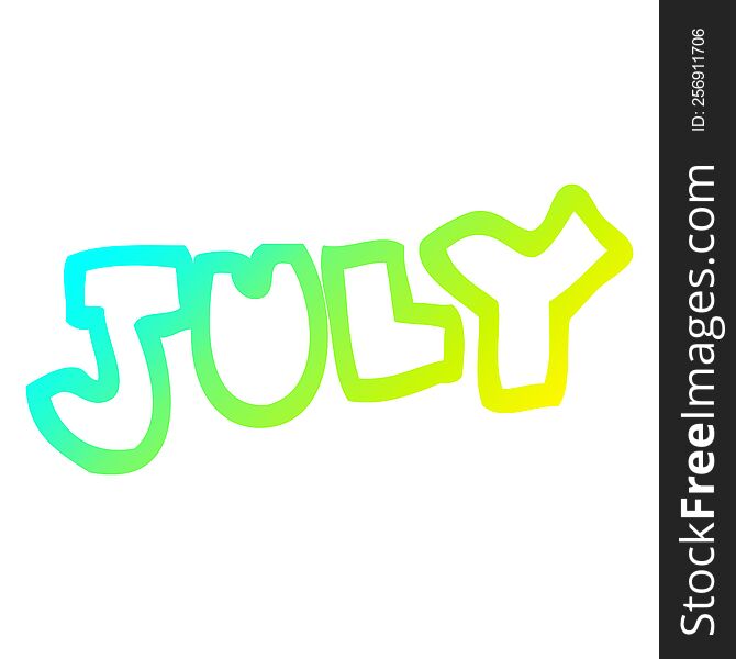 cold gradient line drawing of a cartoon month of july