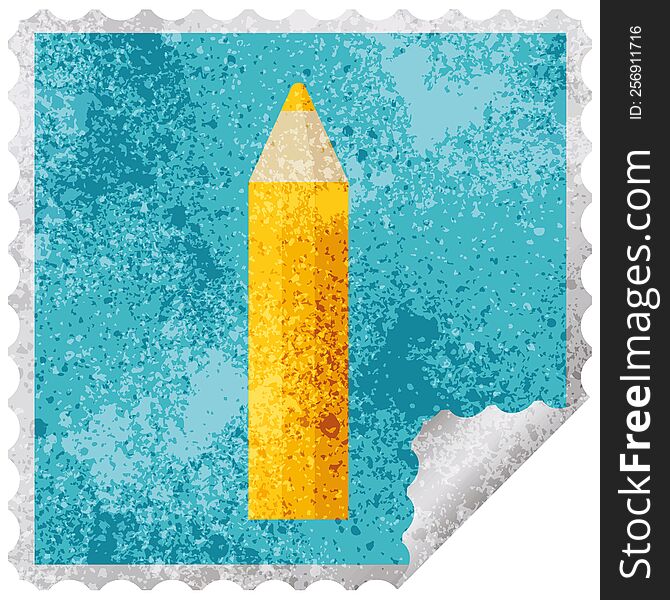 orange coloring pencil graphic square sticker stamp. orange coloring pencil graphic square sticker stamp