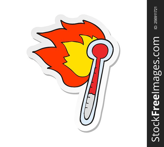 sticker of a cartoon temperature gauge getting too hot