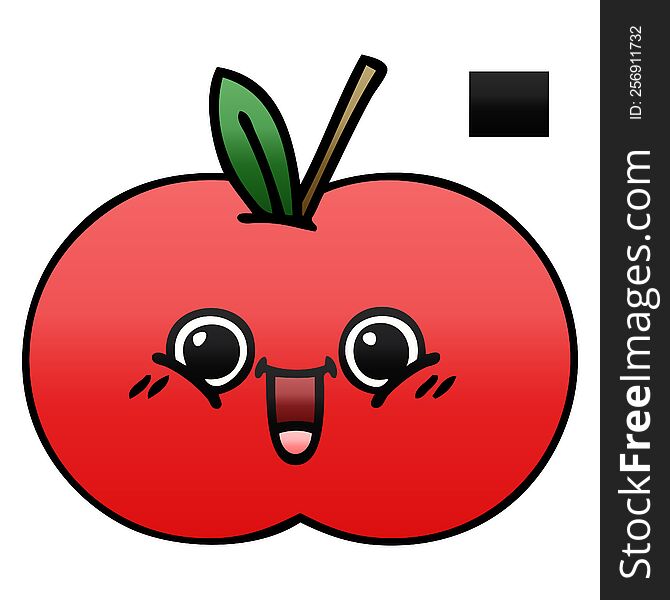 Gradient Shaded Cartoon Red Apple