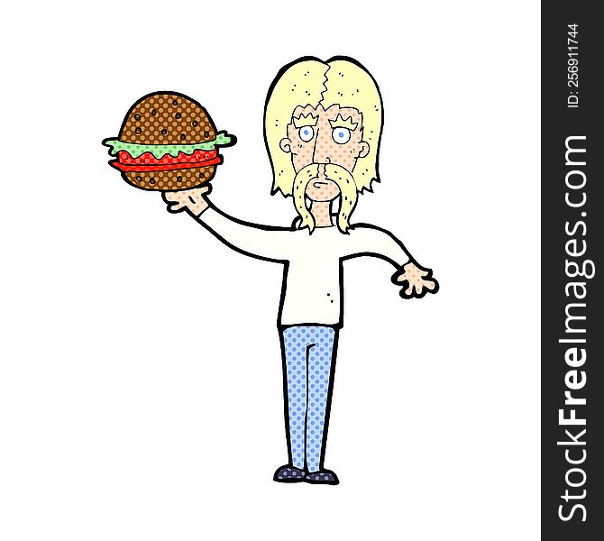 cartoon man with burger