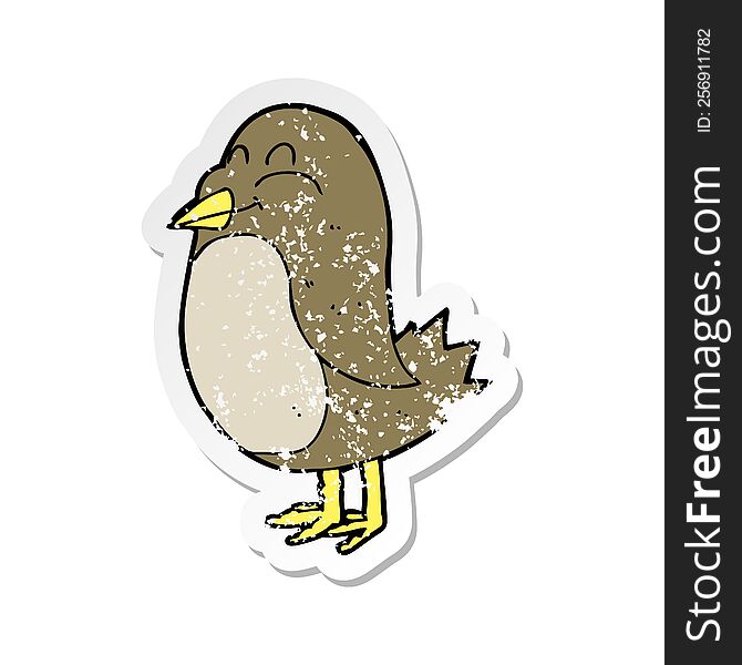 Retro Distressed Sticker Of A Cartoon Bird