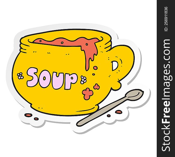 sticker of a cartoon bowl of soup