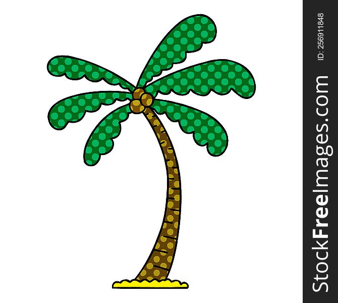 Quirky Comic Book Style Cartoon Palm Tree