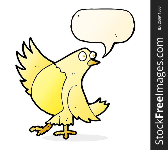 Cartoon Dancing Bird With Speech Bubble