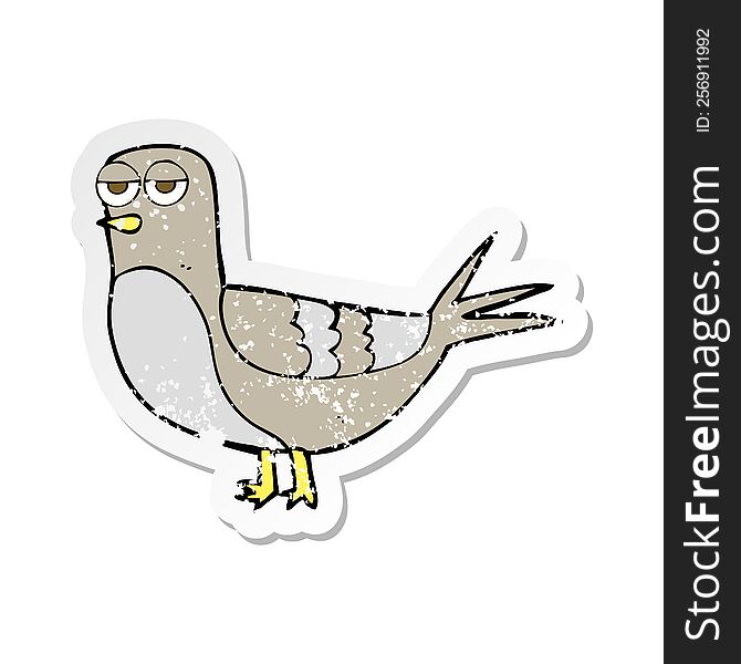 Retro Distressed Sticker Of A Cartoon Pigeon